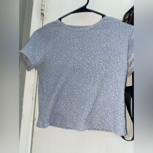 Blue and White Flower Cropped Top